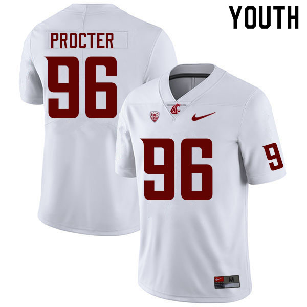 Youth #96 Jack Procter Washington State Cougars College Football Jerseys Sale-White